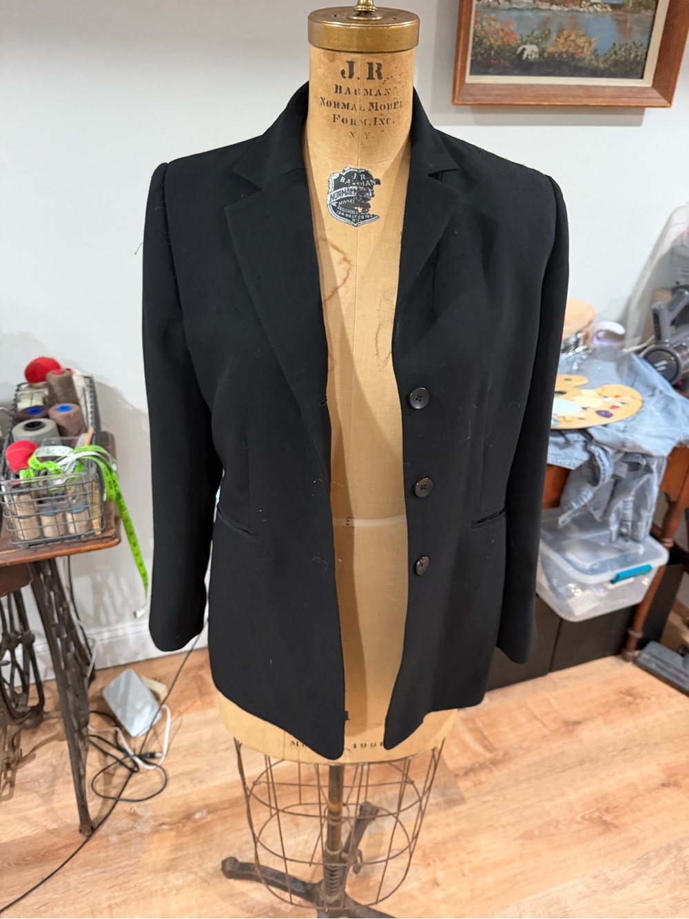 Style & Co. Women's Black Three-Button Tailored Blazer